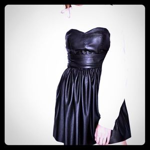 ZARA Faux Leather Strapless A line Dress